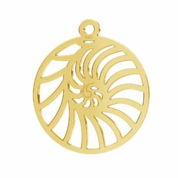 Shell pendant, sterling silver 925, LKM-2730 - 0,50 18x20,5 mm*24K - Gold Plated - 0,4 µm