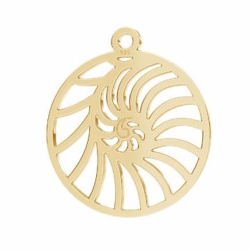 Shell pendant, sterling silver 925, LKM-2730 - 0,50 18x20,5 mm*18K - Light Yellow Gold Plated - 0,4 µm