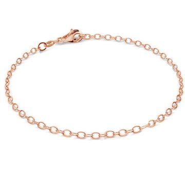 Bracciale tondo ancora, argento sterling 925*18K - Placcato oro rosa - 0,4 µm