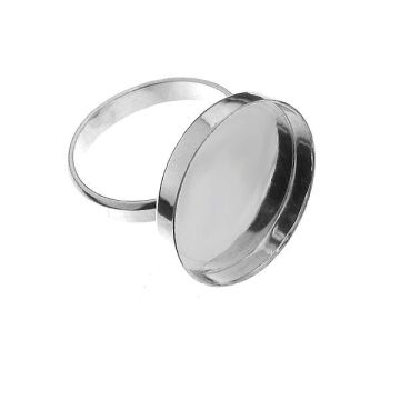 Round ring for resin*sterling silver 925*RH - White Rhodium Plated