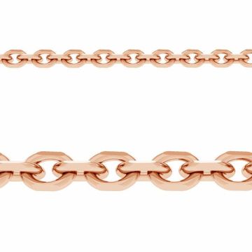 Catena forzatina in argento 925*18K con taglio a diamante*Argento 925*18K - Placcato oro rosa - 0,4 µm