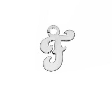 Letter F pendant*sterling silver 925*RH - White Rhodium Plated