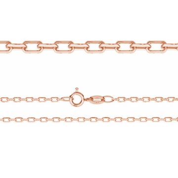 Catena bracciale ancora, taglio diamante*argento sterlina 925*18K - Placcato oro rosa - 0,4 µm