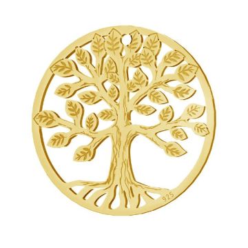 Tree pendant, sterling silver 925, LKM-2939 - 0,50 19x19 mm*24K - Gold Plated - 0,4 µm