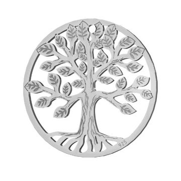 Tree pendant, sterling silver 925, LKM-2939 - 0,50 19x19 mm*RH - White Rhodium Plated