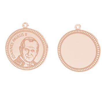 Pope John Paul II pendant, sterling silver 925, LKM-2946 - 0,50 25x25,5 mm*18K - Rose Gold Plated - 0,4 µm