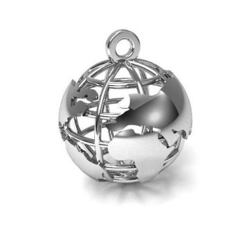 Globe pendant silver, sterling silver 925, CON 1 E-PENDANT 662 12x13,9 mm*RH - White Rhodium Plated