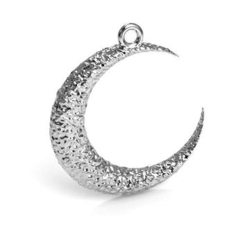 Moon pendant silver, sterling silver 925, CON 1 E-PENDANT 660 18x22 mm*PT - Platinum Plated