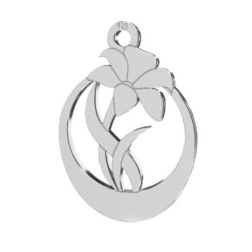 Flower pendant, sterling silver 925, LKM-2208 - 0,50 14,1x20 mm