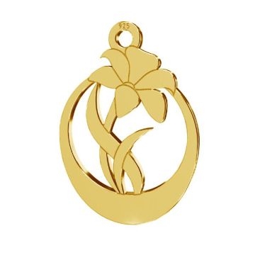 Flower pendant, sterling silver 925, LKM-2208 - 0,50 14,1x20 mm*24K - Gold Plated - 0,4 µm