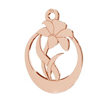 Flower pendant, sterling silver 925, LKM-2208 - 0,50 14,1x20 mm*18K - Rose Gold Plated - 0,4 µm