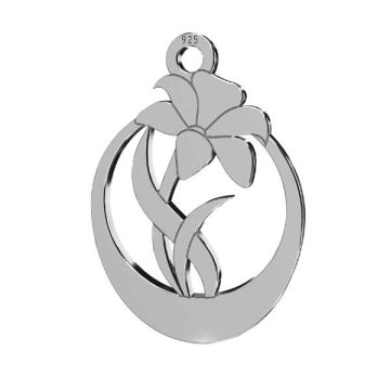 Flower pendant, sterling silver 925, LKM-2208 - 0,50 14,1x20 mm*PT - Platinum Plated