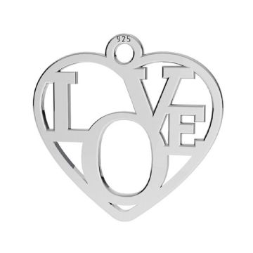 Heart pendant - LOVE, sterling silver 925, LK-2677 - 0,50 15,5x16 mm