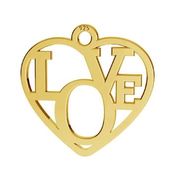 Heart pendant - LOVE, sterling silver 925, LK-2677 - 0,50 15,5x16 mm*24K - Gold Plated - 0,4 µm