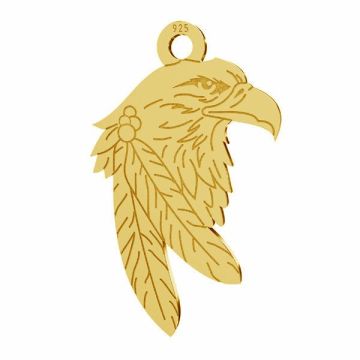 Eagle pendant, sterling silver 925, LKM-2209 - 0,50 13,1x21,9 mm*24K - Gold Plated - 0,4 µm