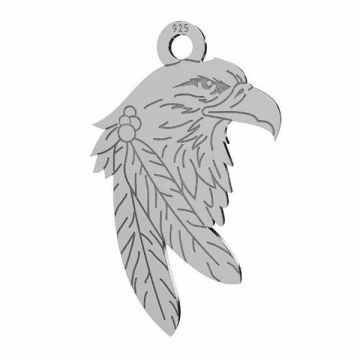 Eagle pendant, sterling silver 925, LKM-2209 - 0,50 13,1x21,9 mm*PT - Platinum Plated