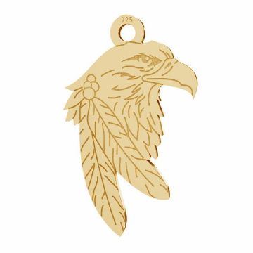 Eagle pendant, sterling silver 925, LKM-2209 - 0,50 13,1x21,9 mm*18K - Light Yellow Gold Plated - 0,4 µm