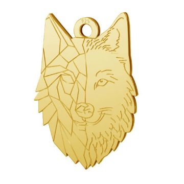 Wolf pendant, sterling silver, LKM-2223 - 0,50 14x20 mm*24K - Gold Plated - 0,4 µm