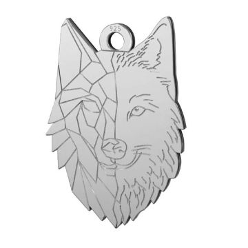 Wolf pendant, sterling silver, LKM-2223 - 0,50 14x20 mm*PT - Platinum Plated