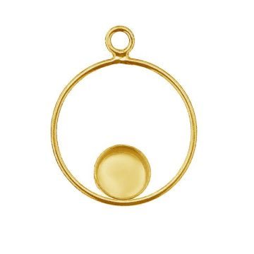 Round pendant, resin base 6mm, sterling silver 925, CON 1 FMG KCL DOWN - 2,10 6 mm*24K - Gold Plated - 0,4 µm