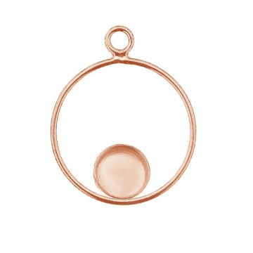 Round pendant, resin base 6mm, sterling silver 925, CON 1 FMG KCL DOWN - 2,10 6 mm*18K - Rose Gold Plated - 0,4 µm