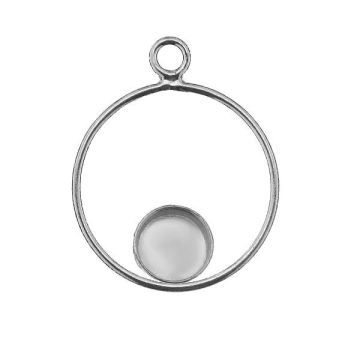 Round pendant, resin base 6mm, sterling silver 925, CON 1 FMG KCL DOWN - 2,10 6 mm*RH - White Rhodium Plated