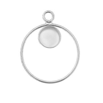 Round pendant, resin base 6mm, sterling silver 925, CON 1 FMG KCL TOP - 2,10 6 mm