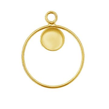 Round pendant, resin base 6mm, sterling silver 925, CON 1 FMG KCL TOP - 2,10 6 mm*24K - Gold Plated - 0,4 µm