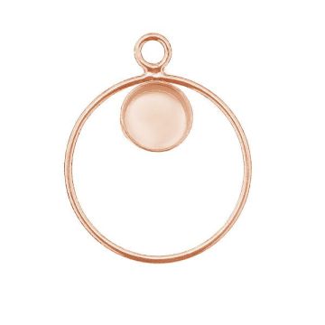 Round pendant, resin base 6mm, sterling silver 925, CON 1 FMG KCL TOP - 2,10 6 mm*18K - Rose Gold Plated - 0,4 µm