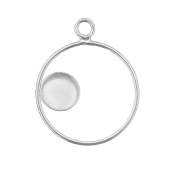 Round pendant, resin base 6mm, sterling silver 925, CON 1 FMG KCL LEFT - 2,10 6 mm