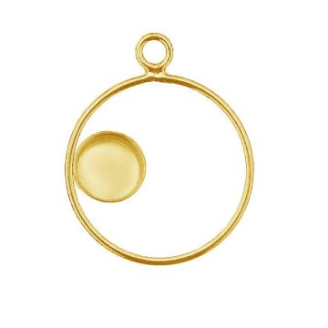 Round pendant, resin base 6mm, sterling silver 925, CON 1 FMG KCL LEFT - 2,10 6 mm*24K - Gold Plated - 0,4 µm