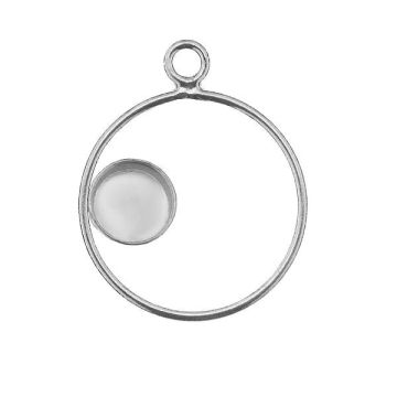 Round pendant, resin base 6mm, sterling silver 925, CON 1 FMG KCL LEFT - 2,10 6 mm*PT - Platinum Plated