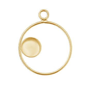 Round pendant, resin base 6mm, sterling silver 925, CON 1 FMG KCL LEFT - 2,10 6 mm*18K - Light Yellow Gold Plated - 0,4 µm