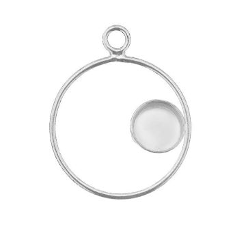 Round pendant, resin base 6mm, sterling silver 925, CON 1 FMG KCL RIGHT - 2,10 6 mm