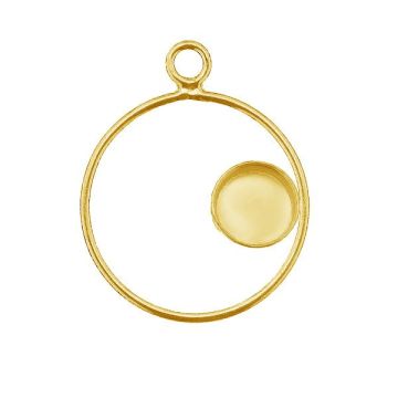 Round pendant, resin base 6mm, sterling silver 925, CON 1 FMG KCL RIGHT - 2,10 6 mm*24K - Gold Plated - 0,4 µm