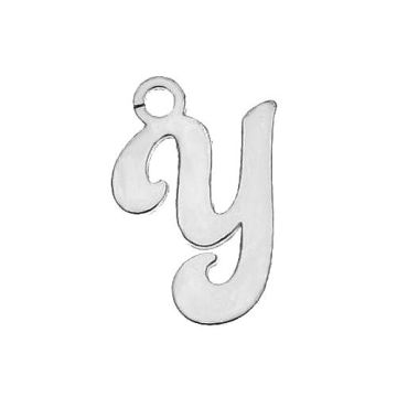 Letter Y pendant*sterling silver 925*RH - White Rhodium Plated