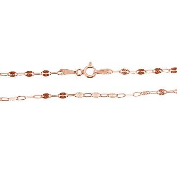 040 RDS ALT 40 cm, catena ancora solare per collana celebrit?, argento sterling*18K - Placcato oro rosa - 0,4 µm