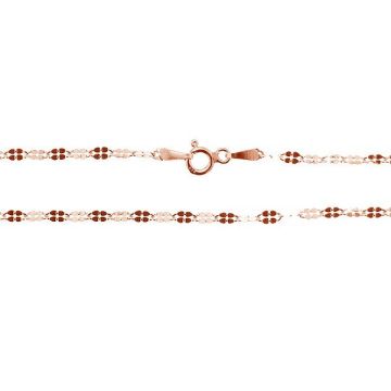 A 040 QDF 2,5 mm 50 cm, catena ancora (trifoglio) per collana celebrit?, argento sterling*18K - Placcato oro rosa - 0,4 µm