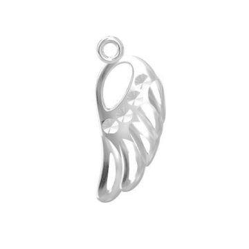 Wing pendant, crystals base, sterling silver 925, CHARM 0141 7,8x19 mm