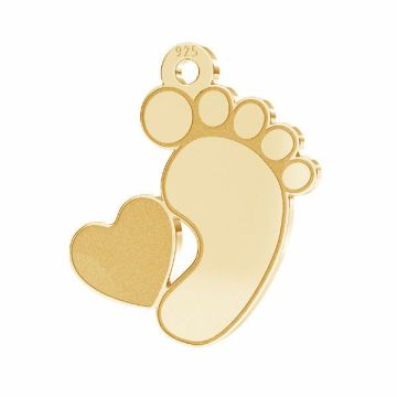 Baby foot pendant, crystal base*sterling silver 925*18K - Light Yellow Gold Plated - 0,4 µm