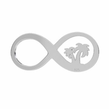 Infinity sign pendant, palm tree, sterling silver, LKM-2609 - 0,50 8,6x20 mm*RH - White Rhodium Plated