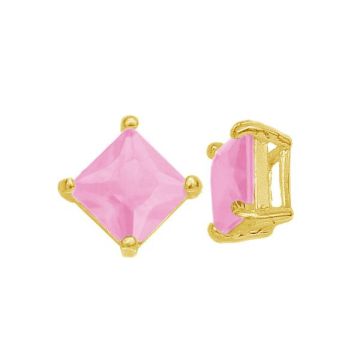 Pendentif avec zircone cubique carrée, argent 925, CK Rose 6x6 mm*24K - Plaque avec de l'or - 0,4 µm