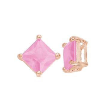 Pendentif avec zircone cubique carrée, argent 925, CK Rose 6x6 mm*18K - Plaque avec de l'or rose - 0,4 µm