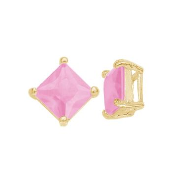 Pendentif avec zircone cubique carrée, argent 925, CK Rose 6x6 mm*18K - Plaque lumi?re Jaune or - 0,4 µm