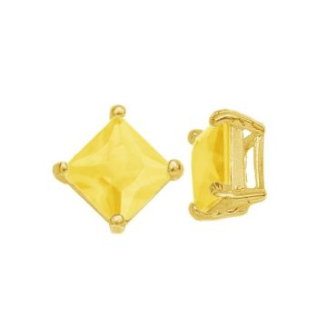 Pendentif avec oxyde de zirconium carré jaune 6x6 mm, argent sterling 925 - CK Yellow 6x6 mm*24K - Plaque avec de l'or - 0,4 µm