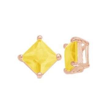 Pendentif avec oxyde de zirconium carré jaune 6x6 mm, argent sterling 925 - CK Yellow 6x6 mm*18K - Plaque avec de l'or rose - 0,4 µm