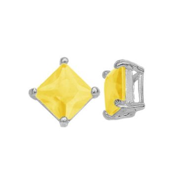 Pendentif avec oxyde de zirconium carré jaune 6x6 mm, argent sterling 925 - CK Yellow 6x6 mm*PT - platine