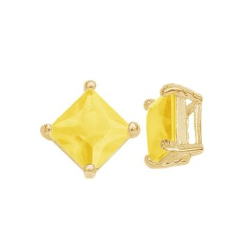 Pendentif avec oxyde de zirconium carré jaune 6x6 mm, argent sterling 925 - CK Yellow 6x6 mm*18K - Plaque lumi?re Jaune or - 0,4 µm