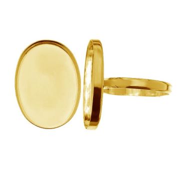 Ring XL - bol oval pentru ră?ină* AG argint 925* placat cu aur de 24K (galben) - 0,4 µm