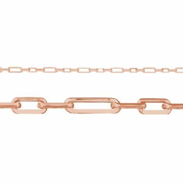 Catena graffetta martellata sfusa, argento sterling AG 925*18K - Placcato oro rosa - 0,4 µm